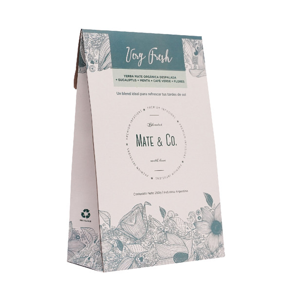 Mate & Co Very Fresh Organic Yerba Mate Blend Premium with Mint, Green Coffee, Flowers & Eucalyptus - Despalada No Stems, 250 g / 8.8 oz