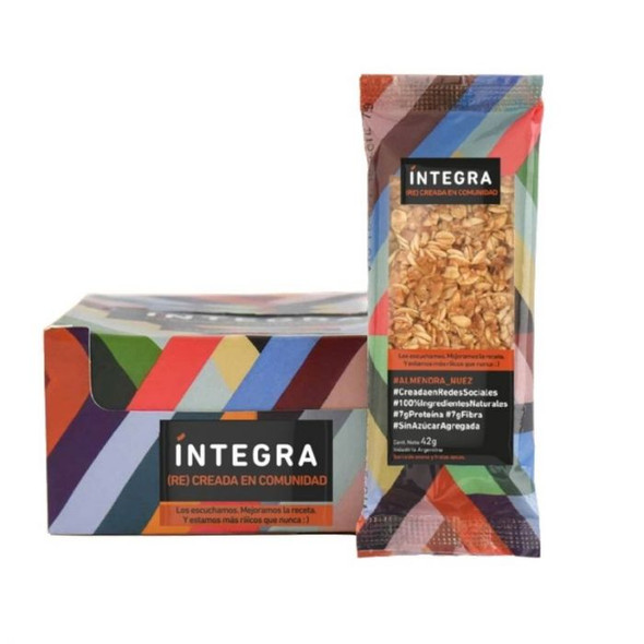Íntegra Barra Almendra y Nuez Natural Almond & Nuts Nutritive Bars Sweetened with Honey (box of 10 bars)