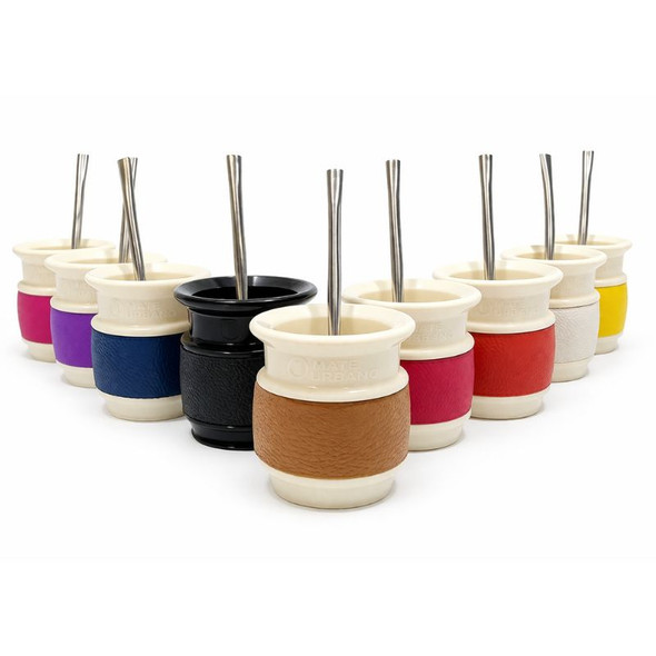 Mate Urbano Bravo Mate Gourd with Stainless Steel Bombilla Self-Extracting Yerba, Easy to Clean (Various Colors Available)