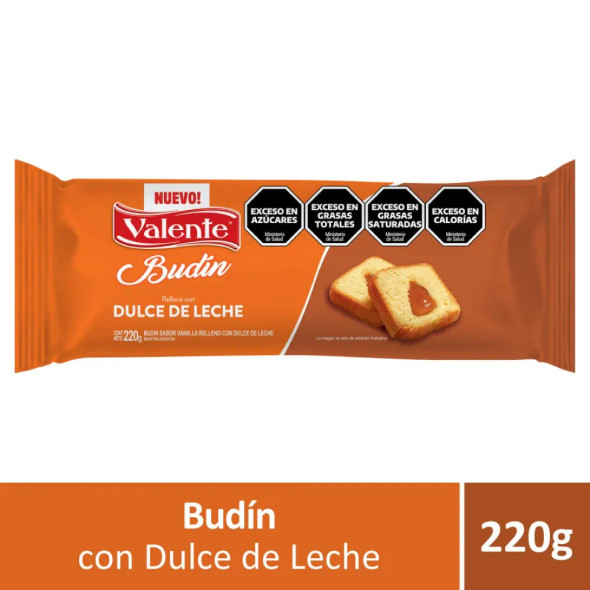 Valente Budín Vainilla Relleno Pudding with Dulce de Leche Filling Perfect Pound Cake for Mates, 220 g / 7.06 oz 