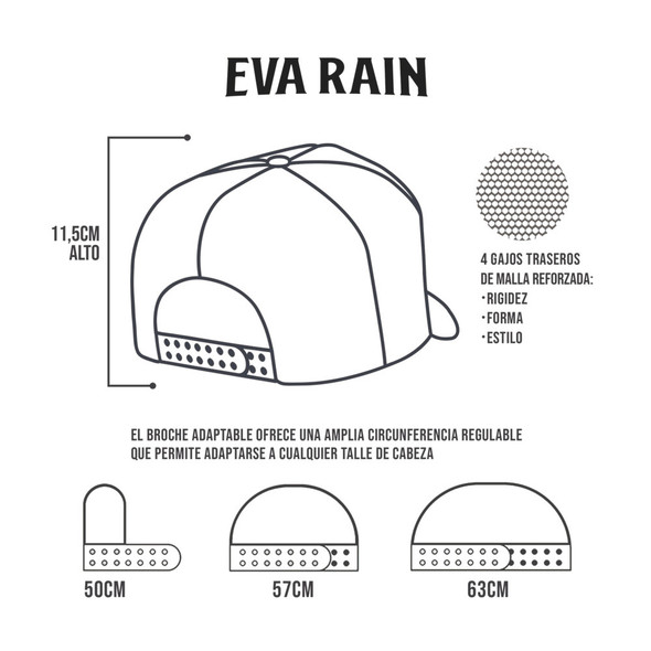 Gorra Trucker Negra Ringo Bonavena Premium Cap by Eva Rain - Adjustable Cap (50 cm to 63 cm)