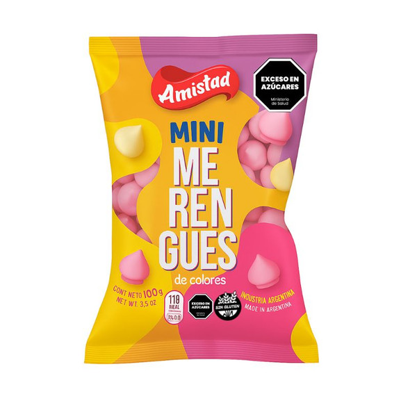 La Amistad Mini Merengues De Colores Merenguitos Sweet Meringue Cookies, 100 g / 3.53 oz bag