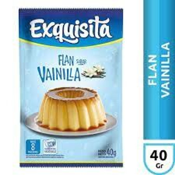 Exquisita Vanilla Powder Ready to Make Flan, 8 servings per pouch, 40 g / 1.41 oz ea 