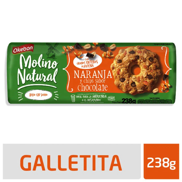 Okebon Sweet Cookies with Naranja Orange, Chocolate Chips & Oats Seeds, 238 g / 8.39 oz (pack of 3)