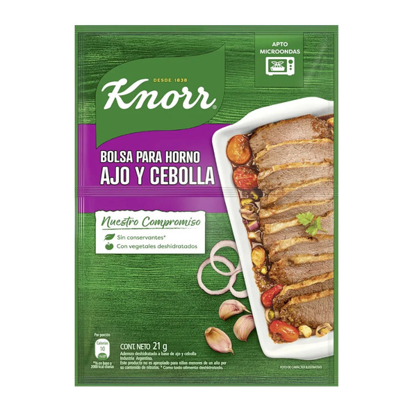 Knorr Sabor Al Horno Microwave Safe Ajo y Cebolla Dehydrated Dressing Garlic & Onion Seasoning Powder for Oven Cooking - No Artificial Colorants, 21 g / 0.74 oz pouch