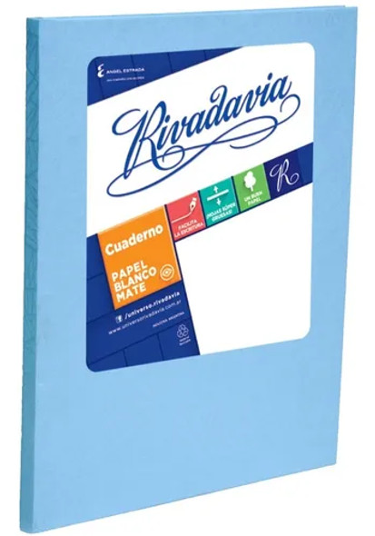 Rivadavia Cuaderno Tapa Dura Rayado Celeste Striped Light Blue Hard Cover Notebook with 50 Matte White Sheets, 190 mm x 235 mm / 7.48 " x 9.25"