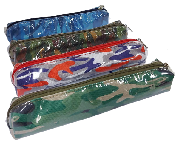 Cartuchera D&P Mini CIlindro Estampado Cristal Camuflado - School Boys & Girls Pencil Pouch Military Camouflaged Stamped, Pen Case Students With Zipper Closure, Perfect For Children