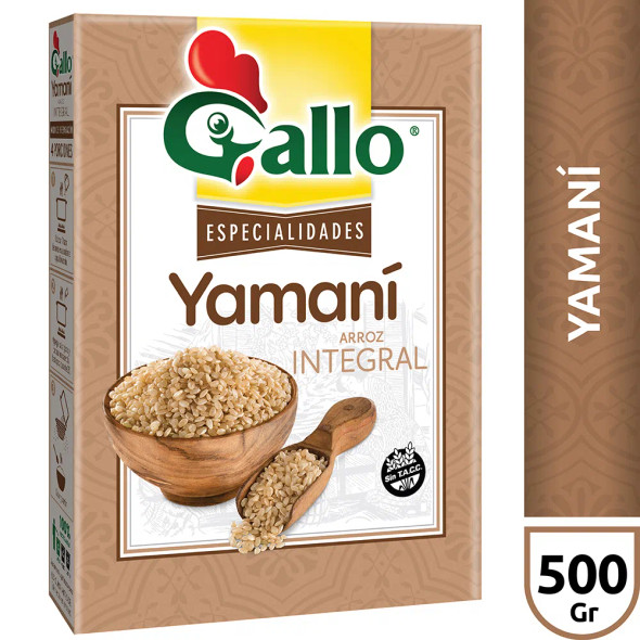 Gallo Arroz Yamaní Integral Yamani Rice - Fiber Source, Easy Digestion, Gluten Free, Ideal for Woks & Burgers, 500 g / 1.10 lb 