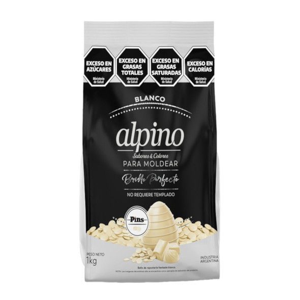 Alpino Baño de Repostería Para Moldear White Chocolate Coating Confectioner's by Lodiser, 1 kg  / 35.27 oz 