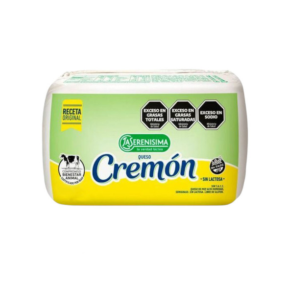 La Serenísima Light Cremón Queso Cremoso Light Fresh & Soft Yellow Cheese Cremón Gluten Free, 500 g / 3.3 lb (1.5 kg approx)