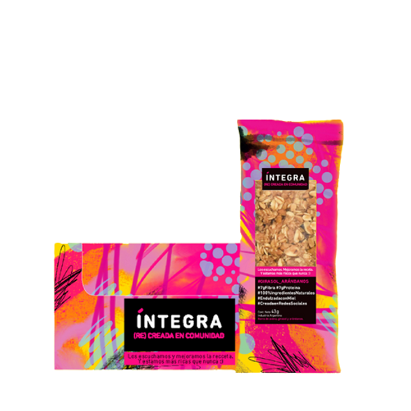 Íntegra Barritas Girasol y Arándanos, Blueberry & Sunflower Nutritive Bars Sweetened with Honey (box of 10 bars) 