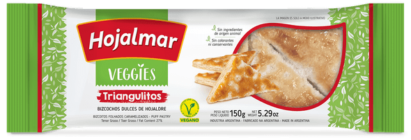Hojalmar Veggies Triángulitos Bizcochos Dulces de Hojaldre Sugar Sprinkled Triangle Cookies Puff Pastry Biscuits, 150 g / 5.29 oz (pack of 3)