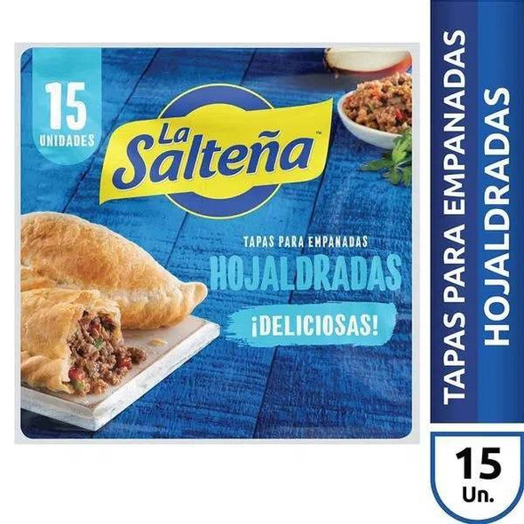 La Salteña Tapa De Empanadas Hojaldradas Ideal Para Horno Classic Empanadas Dough Disc - Puff Pastry, 6 packs x 15 discs ea (90 discs)