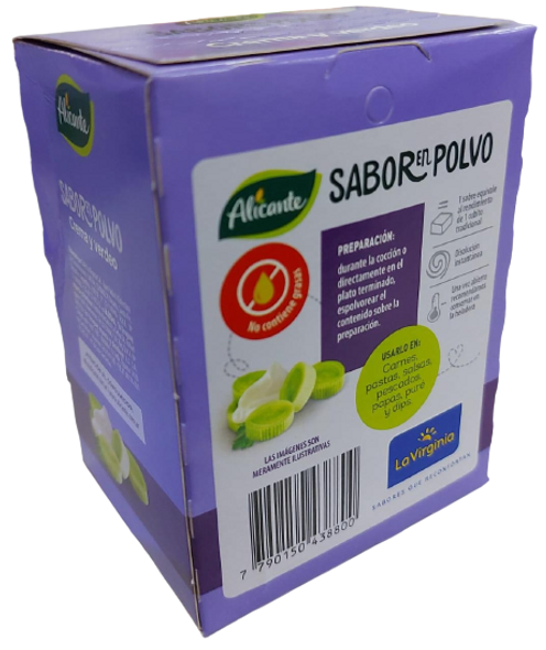 Alicante Sabor En Polvo Crema y Verdeo Green Onion & Cream Flavored Powder Ready To Use Seasoning Broth, 7.5 g / 0.26 oz ea (box of 12 pouches)