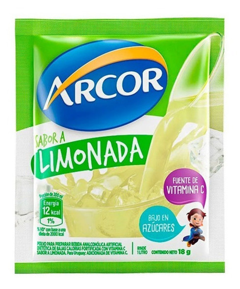 Jugo Arcor Sabor Limonada Powdered Juice Lemon Flavor, 18 g /  0.63 oz (box of 18)