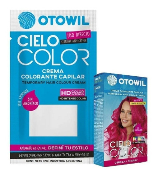 Otowil Fantasy Dye Sky Color Tintura Capilar Cream Colouring Straight Application, Cereza / Cherry, Gluten Free 50 g / 1.76 fl. oz (box of 6)