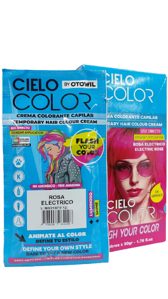Otowil Fantasy Dye Sky Color Tintura Capilar Cream Colouring Straight Application, Rosa Eléctrico / Electric Rose, Gluten Free 50 g / 1.76 fl. oz 