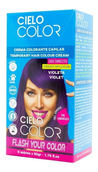 Otowil Fantasy Dye Sky Color Tintura Capilar Cream Colouring Straight Application, Violeta / Violet, Gluten Free 50 g / 1.76 fl. oz (box of 6)