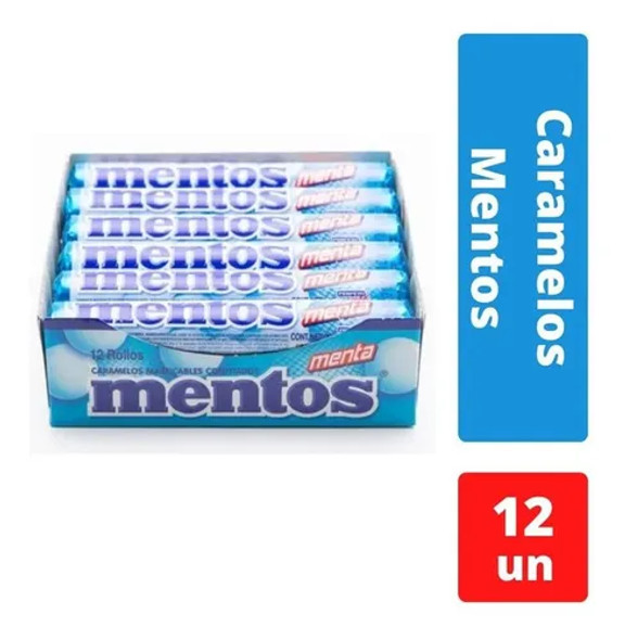 Mentos Caramelos Masticables Confitados Hard Candy With Soft Interior Mint Flavor, 29.5 g / 1.04 oz ea (box of 12)