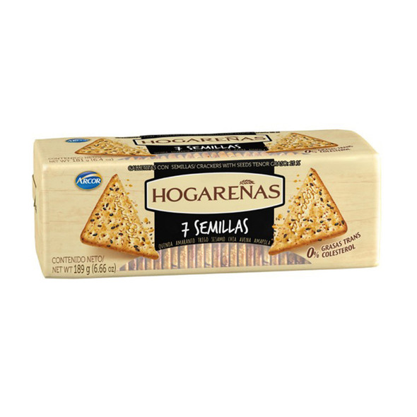 Hogareñas 7 Semillas Wholegrain Crackers with Seeds Quinoa, Amaranth,  Wheat, Sesame,  Chia, Oats & Poppy, 189 g / 6.6 oz 