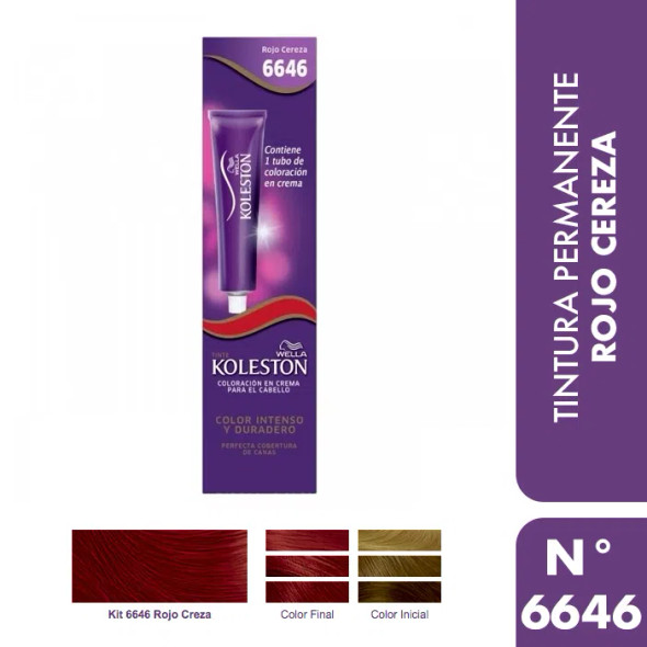 Koleston Color Intenso Duradero Rojo Cereza Dye N° 6646 Cherry Red / Long Lasting Permanent Color Cream