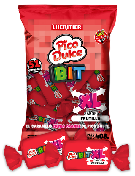 Pico Dulce Frutilla Caramelos Masticables XL Soft Chewy Candies Strawberry Flavor XL Size - Gluten Free, 408 g / 14.1 oz