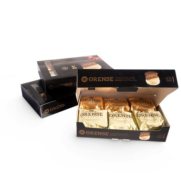 Orense Alfajores Milk Chocolate and White Chocolate with Dulce de Leche, 750 g / 26.45 oz (mixed box of 12)