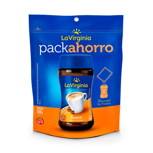 La Virginia Café Instantáneo Suave Instant Coffee Refill Pouch - Gluten Free, 100 g / 3.53 oz
