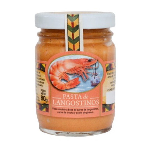 Granjas Patagónicas Paté de Langostinos Pasta Untable Smoked Spreadable Pate Prawns, 80 g / 2.82 oz jar