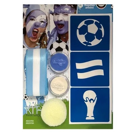 Maquillaje Artístico Argentina Lightblue & White Funny Artistic Makeup Face Painting Cosplay Party Set with Sponge, Easy To Remove