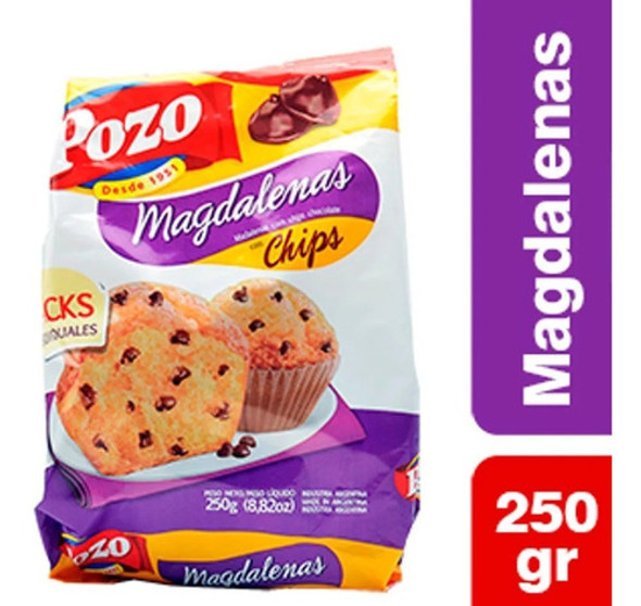 Pozo Magdalenas con Chips Vanilla Muffins with Chocolate Chips, 250 g / 8.81 oz