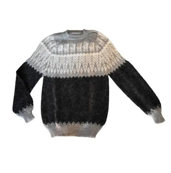 Sweater Norteño Lana de Alpaca Gris Grey Alpaca Wool Sweater Traditional Argentinian Jumper (Various Sizes Available)