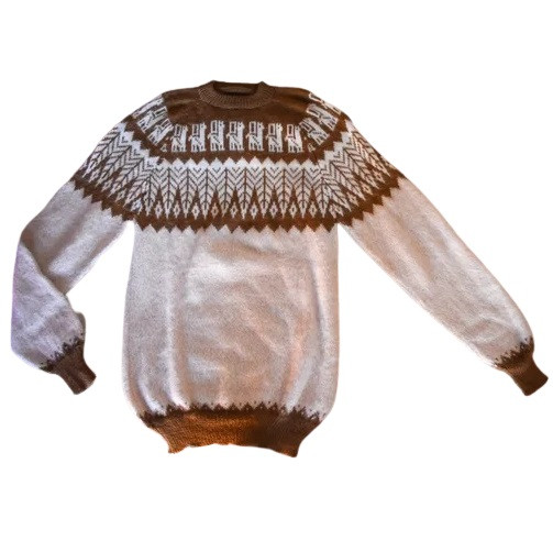 Sweater Norteño Lana de Alpaca Marrón y Blanco Brown & White Alpaca Wool Sweater Traditional Argentinian Jumper (Various Sizes Available)