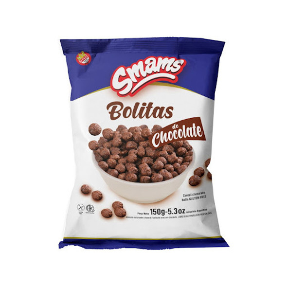 Smams Bolitas de Chocolate, Cereal Chocolate Balls Gluten Free & Kosher, 150 g / 5.29 oz Smams Bolitas de Chocolate, Cereal Chocolate Balls Gluten Free & Kosher, 150 g / 5.29 oz