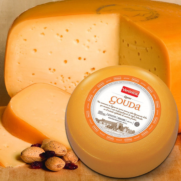Verónica Queso Gouda Trozado Dutch Semi-Hard Cheese Cow's Milk Cheese Gluten Free, 370 g / 13.05 oz (approx)