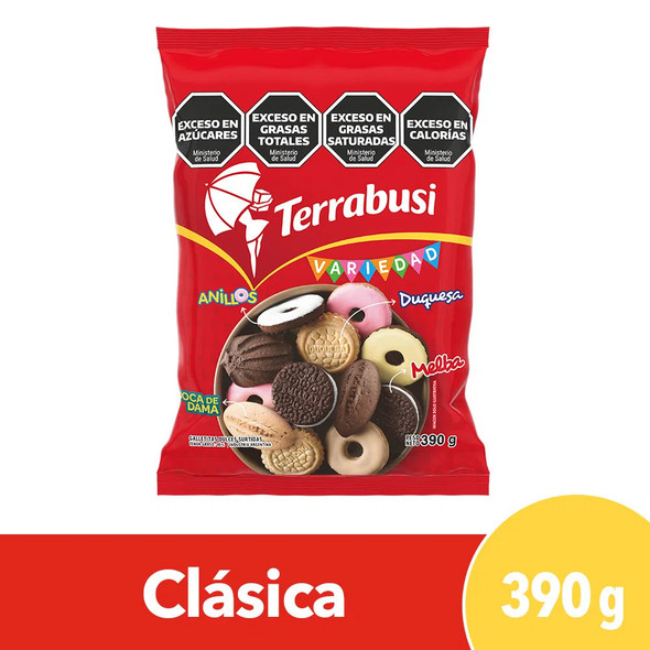 Galletitas Terrabusi Variedad Assorted Cookies Boca de Dama, Duquesa, Anillos & Melba, 390 g / 13.75 oz bag