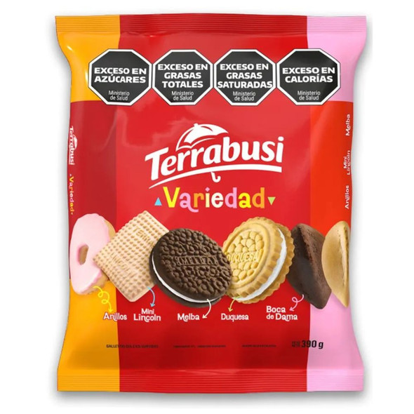 Galletitas Terrabusi Variedad Assorted Cookies Boca de Dama, Duquesa, Anillos & Melba, 390 g / 13.75 oz bag