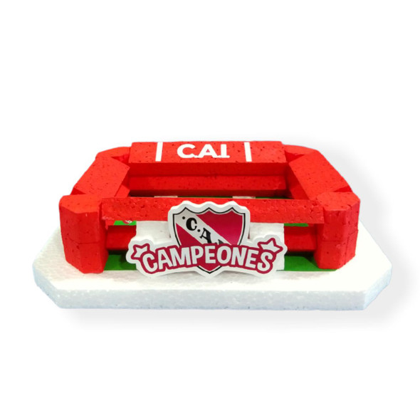 Club Atlético Independiente Cake Topper Libertadores de América Stadium 3D Football Field For Decorating Cakes Independiente Argentinian Soccer Team, 15 cm x 11 cm