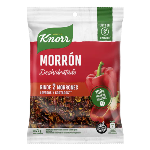 Knorr Vegetales Morrones Deshidratados Dehydrated Bell Peppers Ready To Prepare, Perfect to Pour Over Sauces or Rice - No Artificial Colorants, 75 g / 2.64 oz pouch