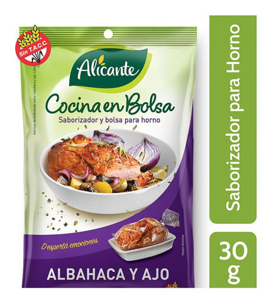 Alicante Cocina en Bolsa Microwave Safe Albahaca y Ajo Dehydrated Dressing Basil & Garlic Seasoning Powder for Oven Cooking - No Artificial Colorants, 30 g / 1.05 oz pouch