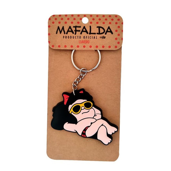 Llavero Goma Mafalda Tomando Sol Rubber Keychain Mafalda Key Ring -  Official License (1 pc)