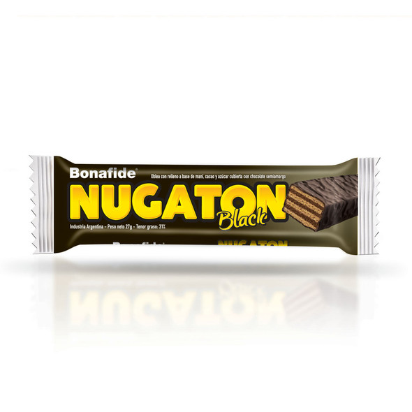 Nugaton Black Candy Bar with Peanut Butter, Cacao and Chocolate Coated, 27 g / 0.95 oz (pack of 6)