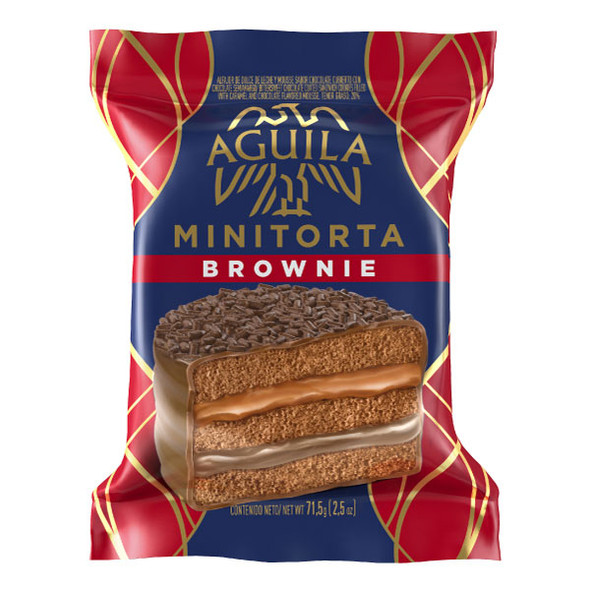 Águila Alfajor Brownie Minicake with Dulce de Leche, 71.5 g / 2.52 oz (pack of 6)