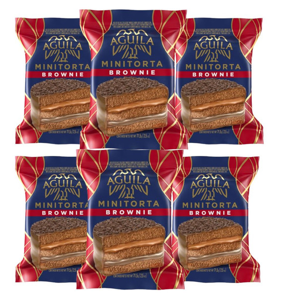 Águila Alfajor Brownie Minicake with Dulce de Leche, 71.5 g / 2.52 oz (pack of 6)