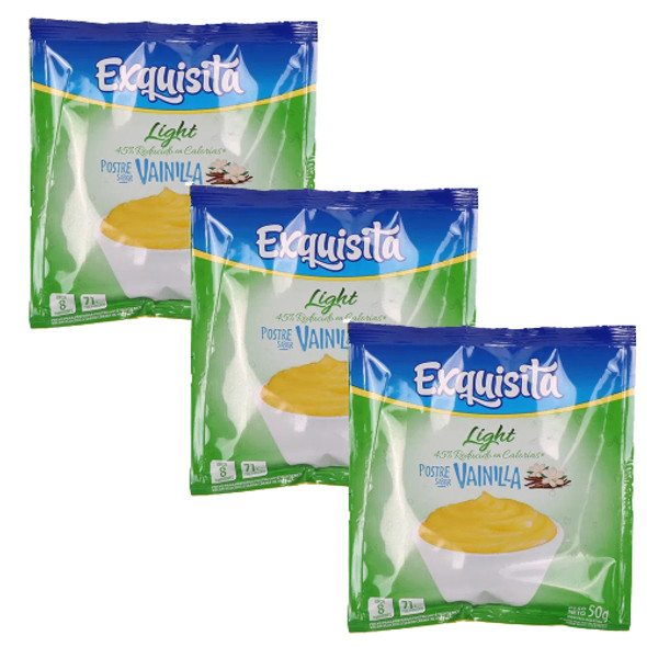 Exquisita Vanilla Ready to Make Light Dessert, 8 servings per bag, 50 g / 1.76 oz (pack of 3)