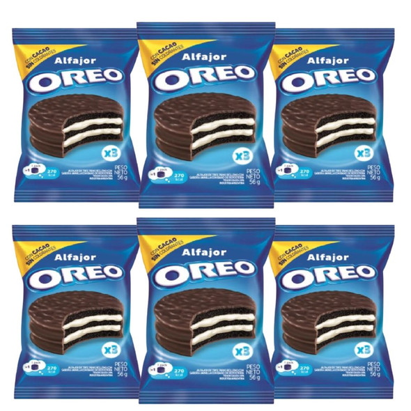 Oreo Vanilla x3 Alfajor Mini Cake Milk Chocolate with Cream, 56 g / 2 oz (pack of 6)