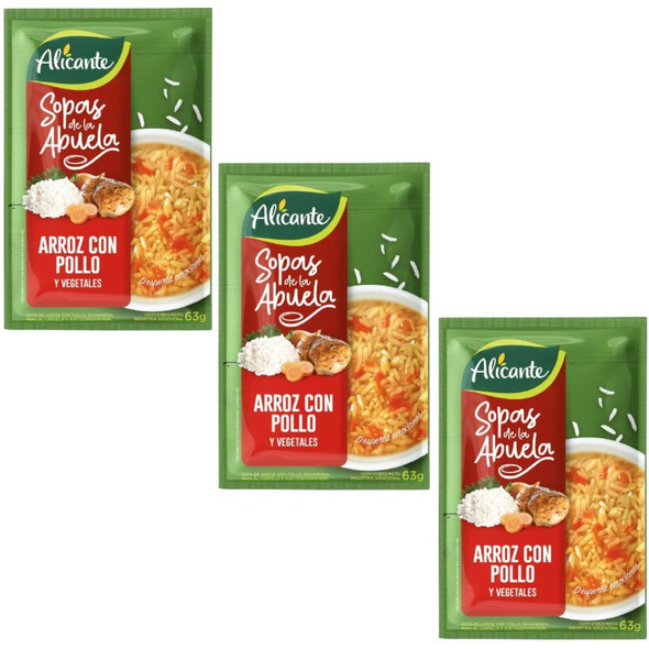 Alicante Sopa de Arroz con Pollo y Vegetales Chicken Rice Soup with Vegetables, 63 g / 2.22 oz ea (pack of 3)