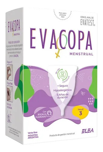 Evacopa 3 Reusable Menstrual Cup Hypoallergenic Period Cup Copita with Storage Bag 5 Years Duration - Large Size