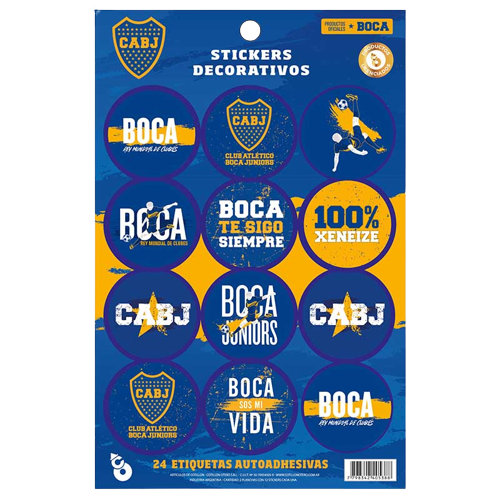Sticker Kit Soccer Boca Juniors Round Sticker Sheets Decoration Soccer Party Supplies Favors, 24 pcs (pack of 2 sheets)