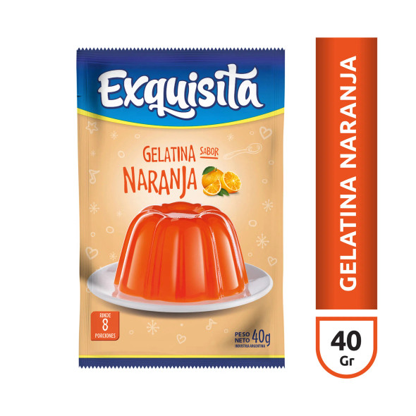 Exquisita Orange Ready to Make Jelly Gelatina Naranja Jell-O, 8 servings 40 g / 1.41 oz pouch (pack of 3)